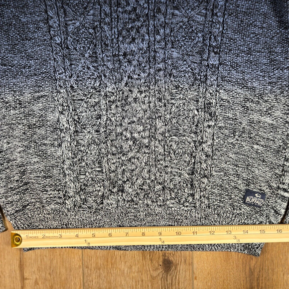 Buffalo David Bitton Sweater Mens XL Blue Cable Knit Pullover Crew Neck Knitwear - Picture 7 of 10